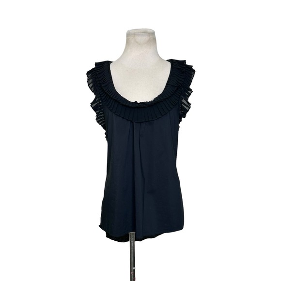 BCBGMaxAzria Tops - BCBGMaxAzria black ruffled short sleeves blouse size M